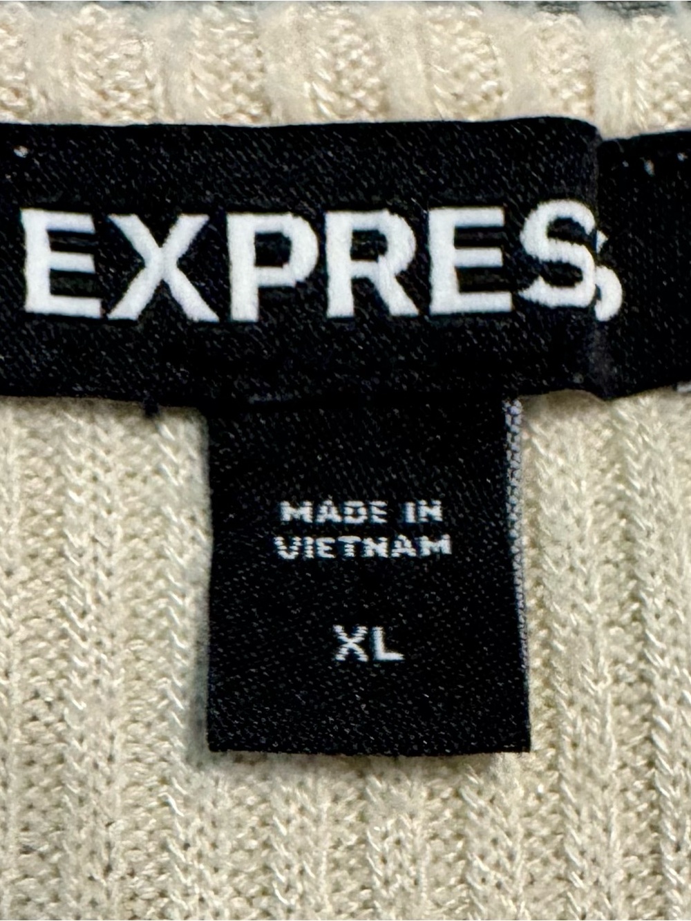 Express - Ribbed Wrap Tie Front Sweater - Cream - Size XL - Picture 2 of 2